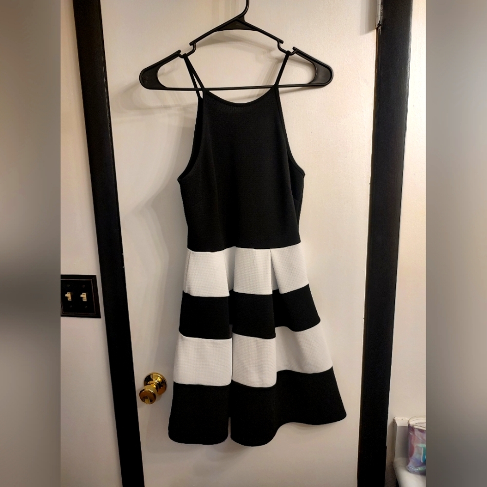 Black and white dress.